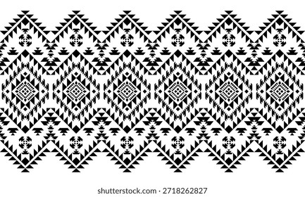 Südwesten nativen nahtlosen Muster ethnischen Stamm Aztec geometrische Navajo Native American Stoff schwarz-weiß Design Vektor für Stoffdruck