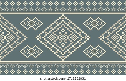 Patrón nativo del suroeste sin fisuras étnico tribal azteca pixel art geométrico Navajo Tela nativa americana Vector de diseño de tonos de tierra para la impresión textil