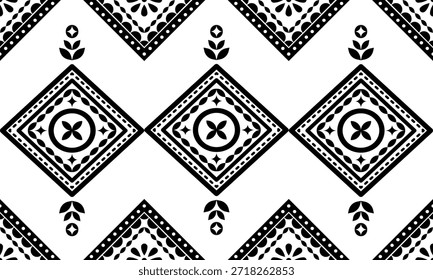 Patrón nativo del suroeste sin fisuras étnico tribal azteca geométrica Navajo Tela nativa americana Vector de diseño en blanco y negro para la impresión textil