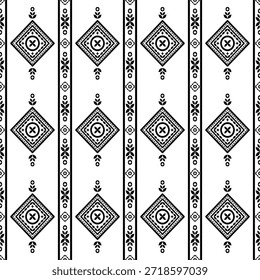 Patrón nativo del suroeste sin fisuras étnico tribal azteca geométrica Navajo Tela nativa americana Vector de diseño en blanco y negro para la impresión textil