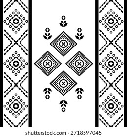 Patrón nativo del suroeste sin fisuras étnico tribal azteca geométrica Navajo Tela nativa americana Vector de diseño en blanco y negro para la impresión textil