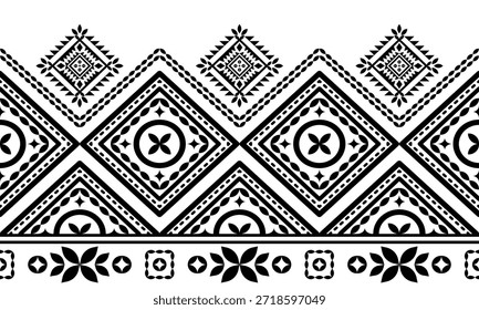 Patrón nativo del suroeste sin fisuras étnico tribal azteca geométrica Navajo Tela nativa americana Vector de diseño en blanco y negro para la impresión textil
