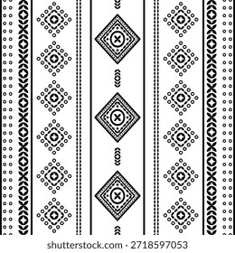 Patrón nativo del suroeste sin fisuras étnico tribal azteca geométrica Navajo Tela nativa americana Vector de diseño en blanco y negro para la impresión textil
