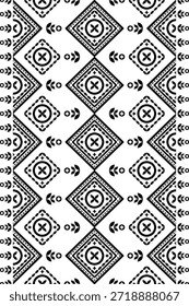 Patrón nativo del suroeste sin fisuras étnico tribal azteca geométrica Navajo Tela nativa americana Vector de diseño en blanco y negro para la impresión textil