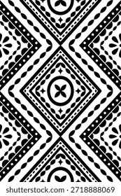 Patrón nativo del suroeste sin fisuras étnico tribal azteca geométrica Navajo Tela nativa americana Vector de diseño en blanco y negro para la impresión textil