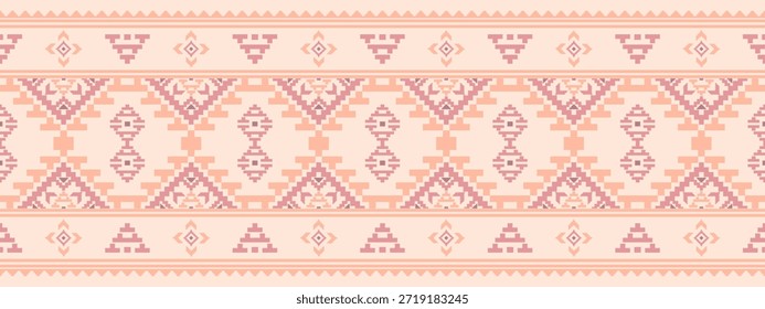 Patrón nativo del suroeste sin fisuras étnico tribal azteca pixel art geométrico Navajo Tela nativa americana Vector de diseño de tonos de tierra para la impresión textil