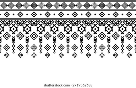 Patrón nativo del suroeste sin fisuras étnico tribal azteca geométrica Navajo Tela nativa americana Vector de diseño en blanco y negro para la impresión textil