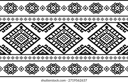 Patrón nativo del suroeste sin fisuras étnico tribal azteca geométrica Navajo Tela nativa americana Vector de diseño en blanco y negro para la impresión textil