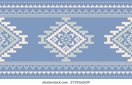 Patrón nativo del suroeste sin fisuras étnico tribal azteca pixel art geométrico Navajo Tela nativa americana Vector de diseño de tonos de tierra para la impresión textil
