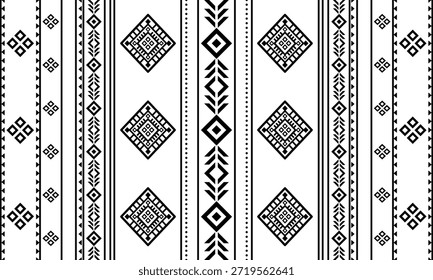 Patrón nativo del suroeste sin fisuras étnico tribal azteca geométrica Navajo Tela nativa americana Vector de diseño en blanco y negro para la impresión textil