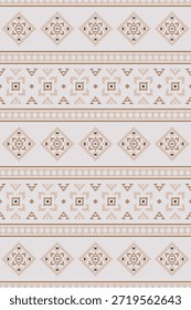 Patrón nativo del suroeste sin fisuras étnico tribal azteca pixel art geométrico Navajo Tela nativa americana Vector de diseño de tonos de tierra para la impresión textil