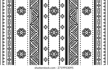 Patrón nativo del suroeste sin fisuras étnico tribal azteca geométrica Navajo Tela nativa americana Vector de diseño en blanco y negro para la impresión textil