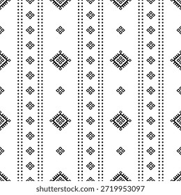 Patrón nativo del suroeste sin fisuras étnico tribal azteca geométrica Navajo Tela nativa americana Vector de diseño en blanco y negro para la impresión textil