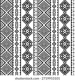 Patrón nativo del suroeste sin fisuras étnico tribal azteca geométrica Navajo Tela nativa americana Vector de diseño en blanco y negro para la impresión textil