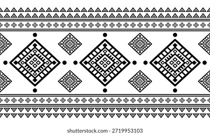 Patrón nativo del suroeste sin fisuras étnico tribal azteca geométrica Navajo Tela nativa americana Vector de diseño en blanco y negro para la impresión textil