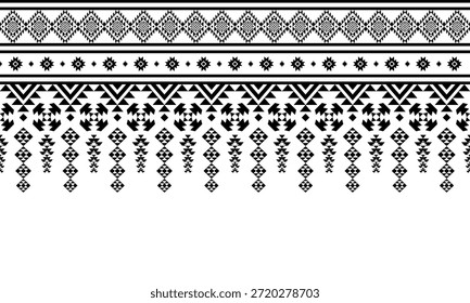 Patrón nativo del suroeste sin fisuras étnico tribal azteca geométrica Navajo Tela nativa americana Vector de diseño en blanco y negro para la impresión textil