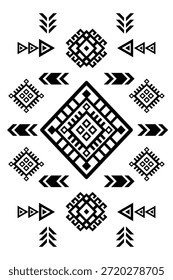 Patrón nativo del suroeste sin fisuras étnico tribal azteca geométrica Navajo Tela nativa americana Vector de diseño en blanco y negro para la impresión textil