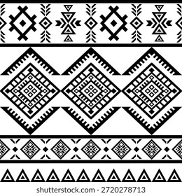 Patrón nativo del suroeste sin fisuras étnico tribal azteca geométrica Navajo Tela nativa americana Vector de diseño en blanco y negro para la impresión textil