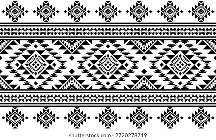 Patrón nativo del suroeste sin fisuras étnico tribal azteca geométrica Navajo Tela nativa americana Vector de diseño en blanco y negro para la impresión textil