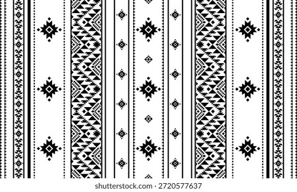 Patrón nativo del suroeste sin fisuras étnico tribal azteca geométrica Navajo Tela nativa americana Vector de diseño en blanco y negro para la impresión textil