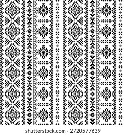 Patrón nativo del suroeste sin fisuras étnico tribal azteca geométrica Navajo Tela nativa americana Vector de diseño en blanco y negro para la impresión textil