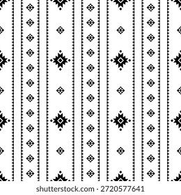 Patrón nativo del suroeste sin fisuras étnico tribal azteca geométrica Navajo Tela nativa americana Vector de diseño en blanco y negro para la impresión textil