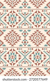Vector nativo del diseño del tono de tierra de la tela nativa americana de Navajo geométrica azteca tribal étnica del patrón inconsútil del suroeste para la impresión textil