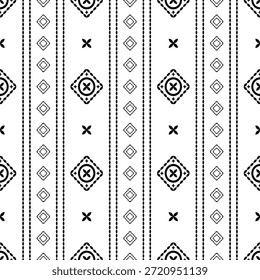 Patrón nativo del suroeste sin fisuras étnico tribal azteca geométrica Navajo Tela nativa americana Vector de diseño en blanco y negro para la impresión textil