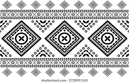 Patrón nativo del suroeste sin fisuras étnico tribal azteca geométrica Navajo Tela nativa americana Vector de diseño en blanco y negro para la impresión textil