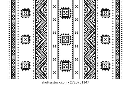 Patrón nativo del suroeste sin fisuras étnico tribal azteca geométrica Navajo Tela nativa americana Vector de diseño en blanco y negro para la impresión textil