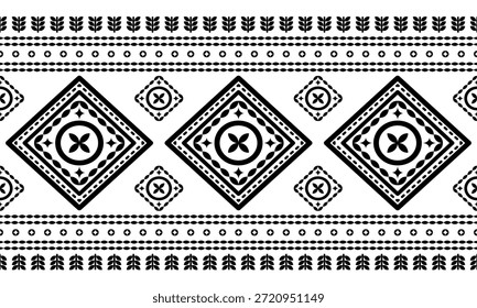 Patrón nativo del suroeste sin fisuras étnico tribal azteca geométrica Navajo Tela nativa americana Vector de diseño en blanco y negro para la impresión textil