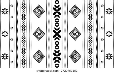 Patrón nativo del suroeste sin fisuras étnico tribal azteca geométrica Navajo Tela nativa americana Vector de diseño en blanco y negro para la impresión textil