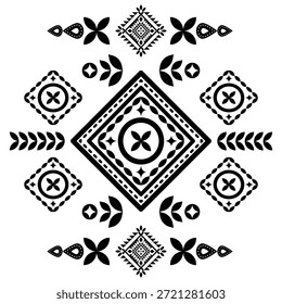 Patrón nativo del suroeste sin fisuras étnico tribal azteca geométrica Navajo Tela nativa americana Vector de diseño en blanco y negro para la impresión textil