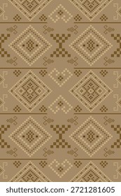 Patrón sin costuras nativo del suroeste tribal étnico azteca Pixel Art geométrico Navajo Vector de diseño de tono de tierra de tela nativa americana para impresión textil