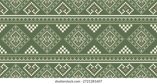 Patrón sin costuras nativo del suroeste tribal étnico azteca Pixel Art geométrico Navajo Vector de diseño de tono de tierra de tela nativa americana para impresión textil