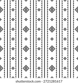 Patrón nativo del suroeste sin fisuras tribal étnico azteca Pixel Art geométrico Navajo Tela nativa americana Vector de diseño en blanco y negro para la impresión textil