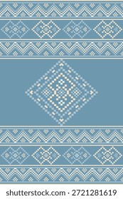 Patrón sin costuras nativo del suroeste tribal étnico azteca Pixel Art geométrico Navajo Vector de diseño de tono de tierra de tela nativa americana para impresión textil