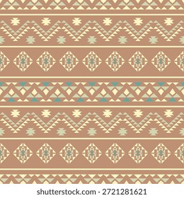 Vector nativo del diseño del tono de tierra de la tela nativa americana de Navajo geométrica azteca tribal étnica del patrón inconsútil del suroeste para la impresión textil