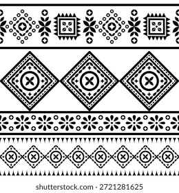 Patrón nativo del suroeste sin fisuras étnico tribal azteca geométrica Navajo Tela nativa americana Vector de diseño en blanco y negro para la impresión textil