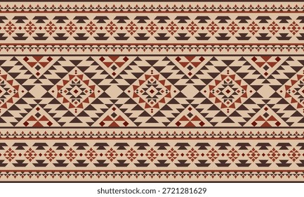 Vector nativo del diseño del tono de tierra de la tela nativa americana de Navajo geométrica azteca tribal étnica del patrón inconsútil del suroeste para la impresión textil