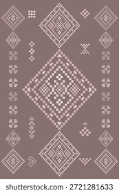 Patrón sin costuras nativo del suroeste tribal étnico azteca Pixel Art geométrico Navajo Vector de diseño de tono de tierra de tela nativa americana para impresión textil