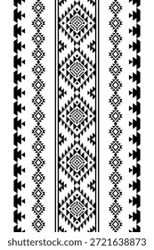 Patrón nativo del suroeste sin fisuras étnico tribal azteca geométrica Navajo Tela nativa americana Vector de diseño en blanco y negro para la impresión textil