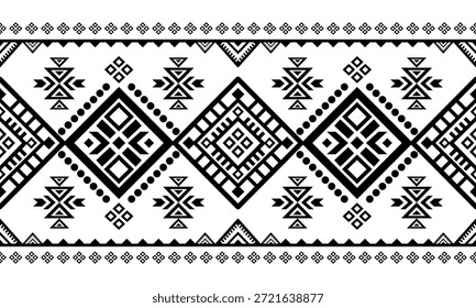 Patrón nativo del suroeste sin fisuras étnico tribal azteca geométrica Navajo Tela nativa americana Vector de diseño en blanco y negro para la impresión textil