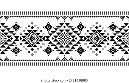 Patrón nativo del suroeste sin fisuras étnico tribal azteca geométrica Navajo Tela nativa americana Vector de diseño en blanco y negro para la impresión textil