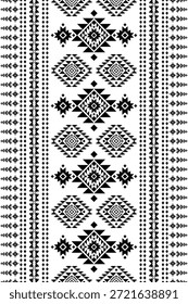 Patrón nativo del suroeste sin fisuras étnico tribal azteca geométrica Navajo Tela nativa americana Vector de diseño en blanco y negro para la impresión textil