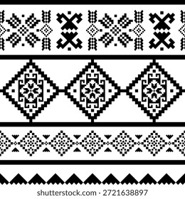 Patrón nativo del suroeste sin fisuras étnico tribal azteca geométrica Navajo Tela nativa americana Vector de diseño en blanco y negro para la impresión textil