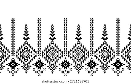 Patrón nativo del suroeste sin fisuras étnico tribal azteca geométrica Navajo Tela nativa americana Vector de diseño en blanco y negro para la impresión textil