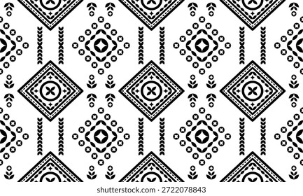 Patrón nativo del suroeste sin fisuras étnico tribal azteca geométrica Navajo Tela nativa americana Vector de diseño en blanco y negro para la impresión textil