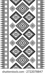 Patrón nativo del suroeste sin fisuras étnico tribal azteca geométrica Navajo Tela nativa americana Vector de diseño en blanco y negro para la impresión textil