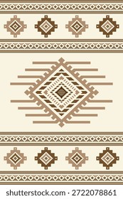 Vector nativo del diseño del tono de tierra de la tela nativa americana de Navajo geométrica azteca tribal étnica del patrón inconsútil del suroeste para la impresión textil
